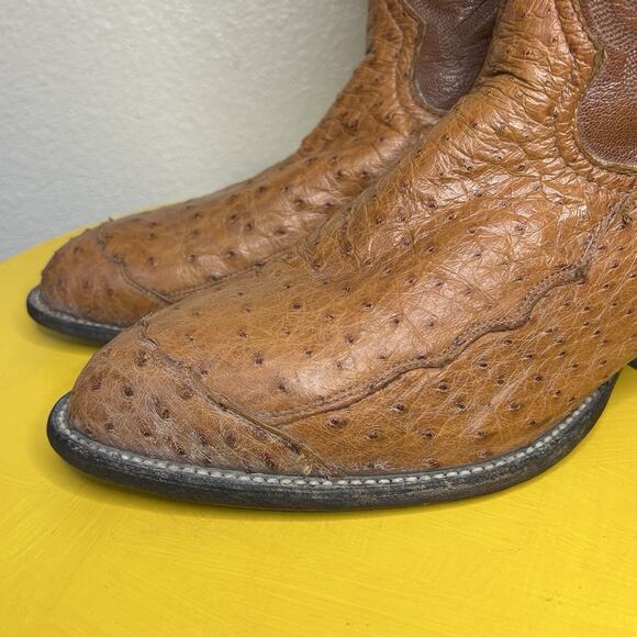 Tony Lama CZ906 Brittle Ostrich Quill Cowboy Western Mens Boots Size 10 D - Picture 7 of 16